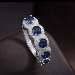 Elegant Blue and Silver Gemstone Ring